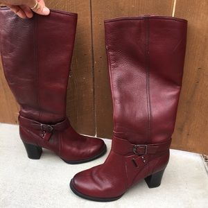 Clarks knee high riding boots- dark maroon